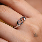 Silver Hands Heart Ring, Oxidized 925 Sterling Silver Heart Ring