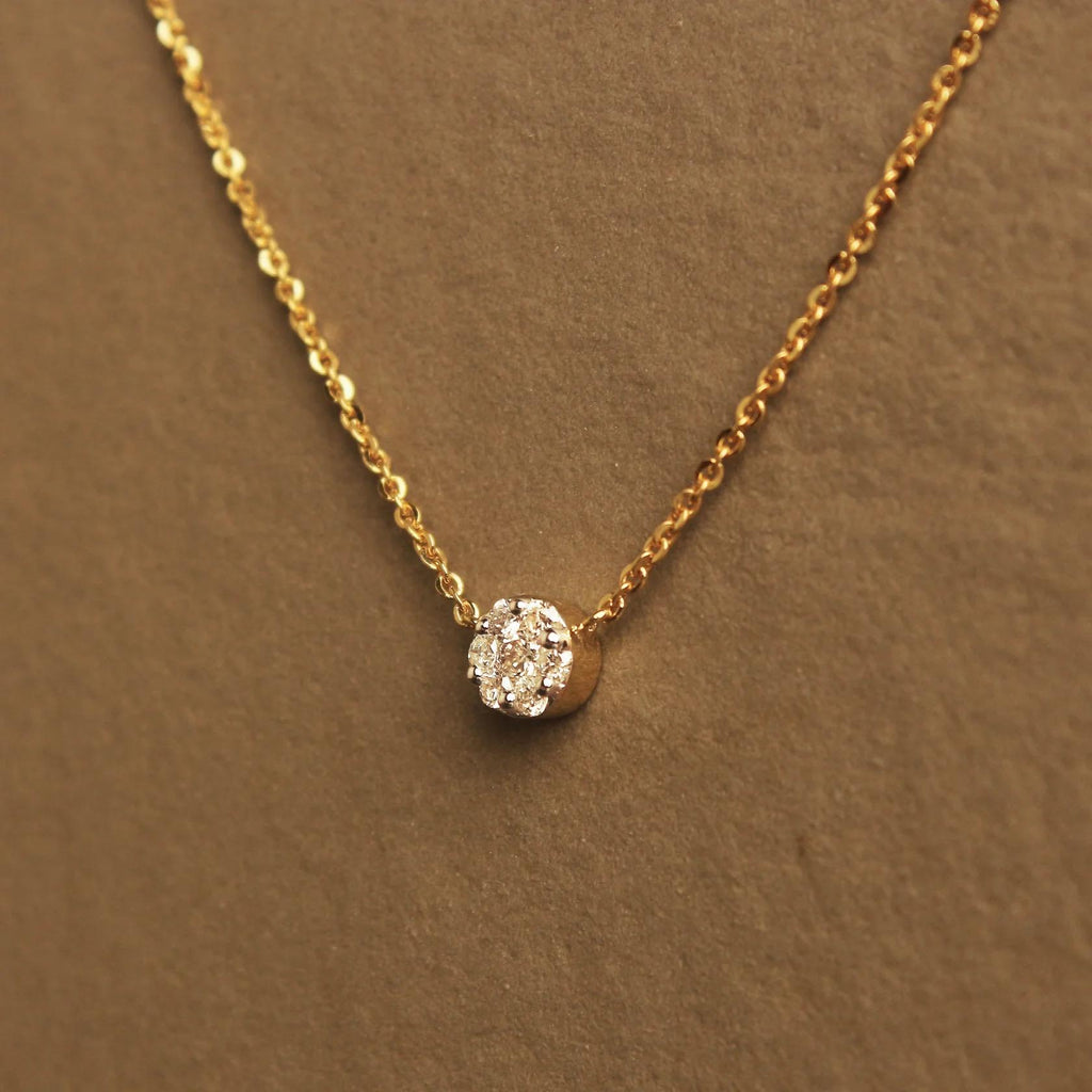 Halo Moissanite Necklace: 10K Gold or Sterling Silver, Dainty 16" Chain