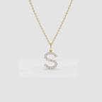 Personalized Moissanite Initial Pendant Necklace: 10K Gold or Sterling Silver