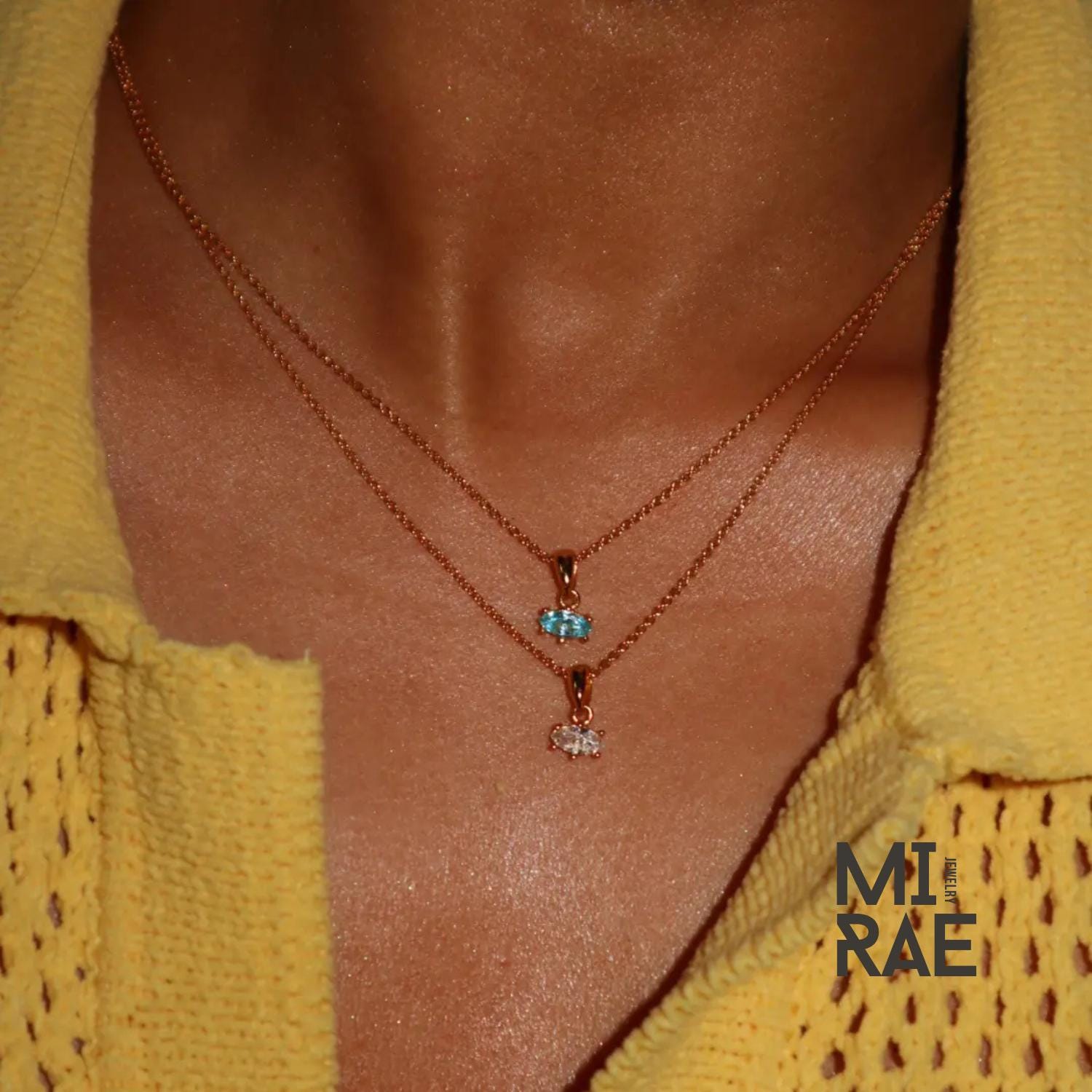 Personalized Custom Gold Marquise Birthstone Pendant