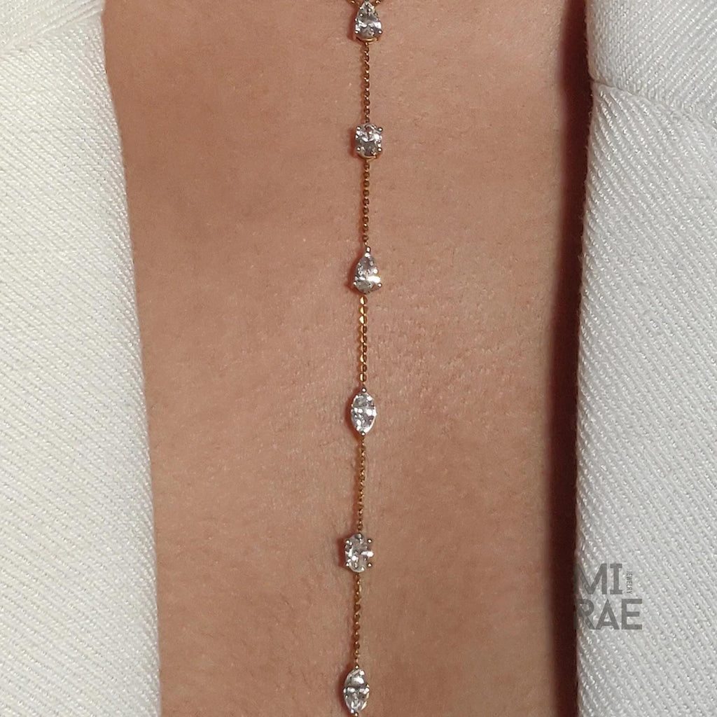 10K Yellow Gold Six Stone Diamond Lariat Necklace