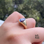 Pear Sapphire Signet Ring: 14K Yellow Gold Teardrop, Bezel Set