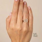 Lab Diamond Curved Wedding Ring: 14k Gold Bezel Nesting Band