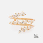 Marquise & Pear Lab Diamond Spiral Ring | Modern Twist Diamond Ring | Unique Stackable Ring