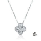 14K Solid Gold Diamond Clover Necklace: Dainty Floral Pendant