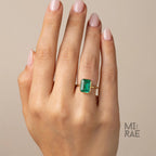 3CT Emerald Cut Emerald Ring: 18K Yellow Gold Bezel Solitaire
