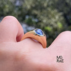 Pear Sapphire Signet Ring: 14K Yellow Gold Teardrop, Bezel Set