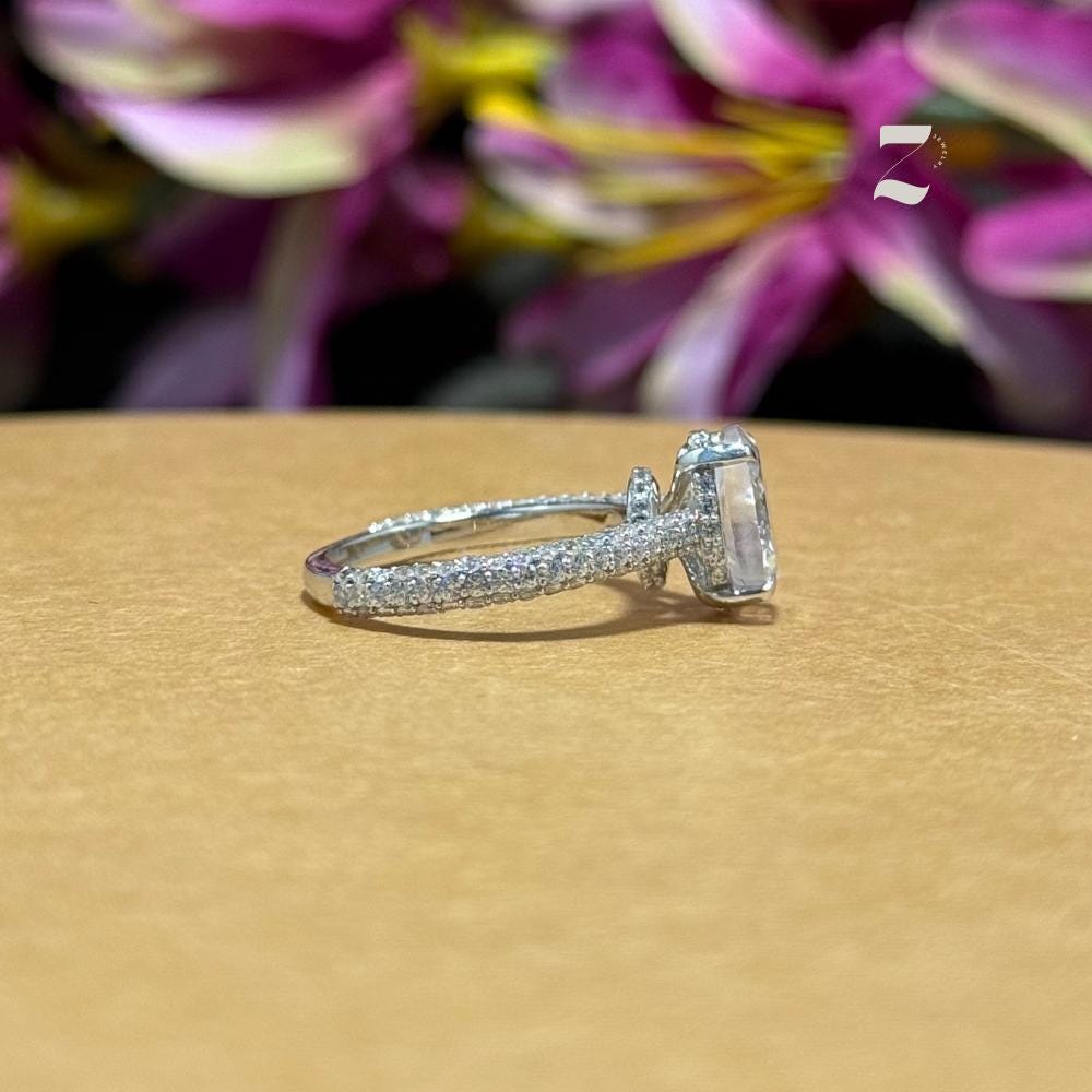 1 Ct Oval Moissanite Engagement Ring: Sterling Silver & 10K Gold