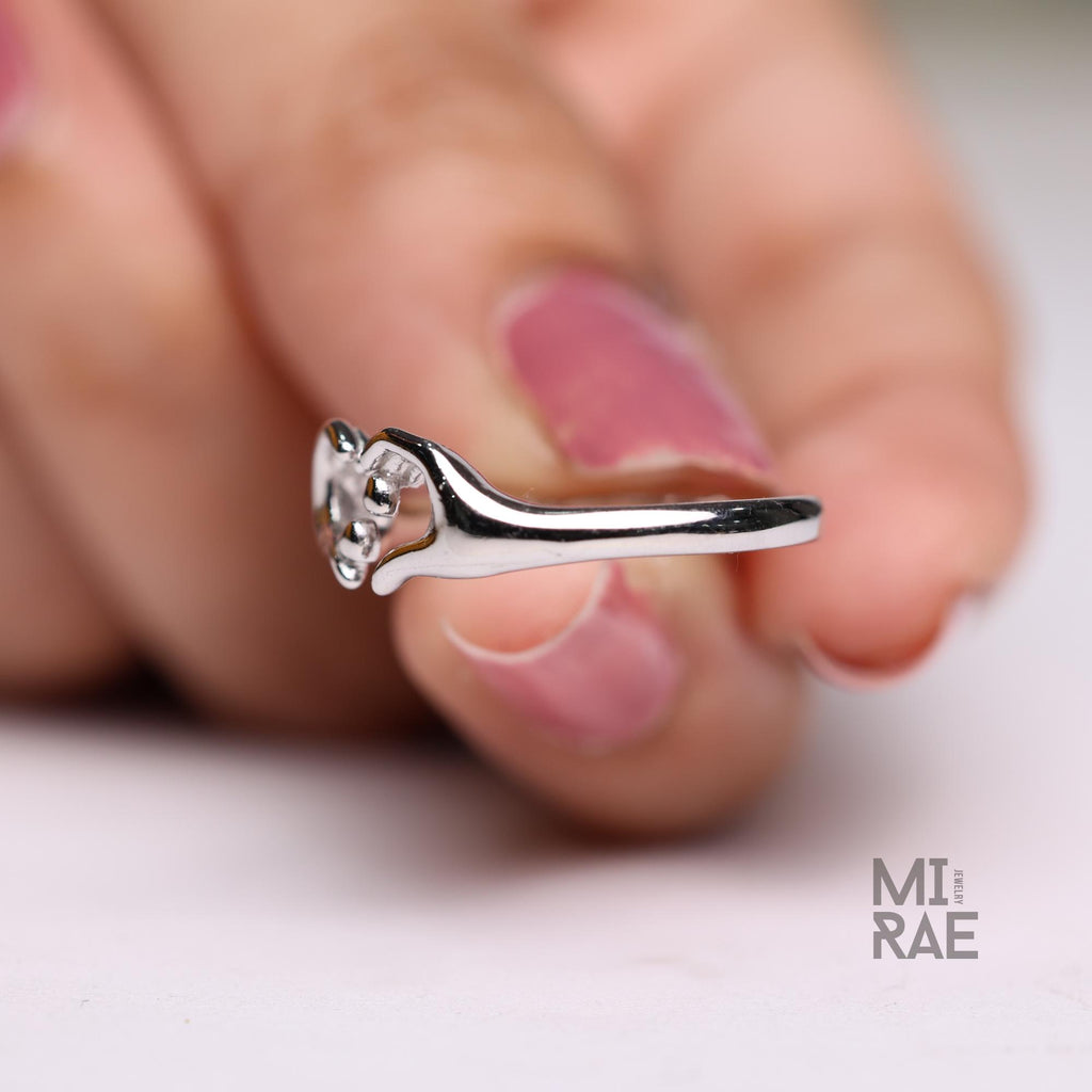 Silver Hands Heart Ring, Oxidized 925 Sterling Silver Heart Ring