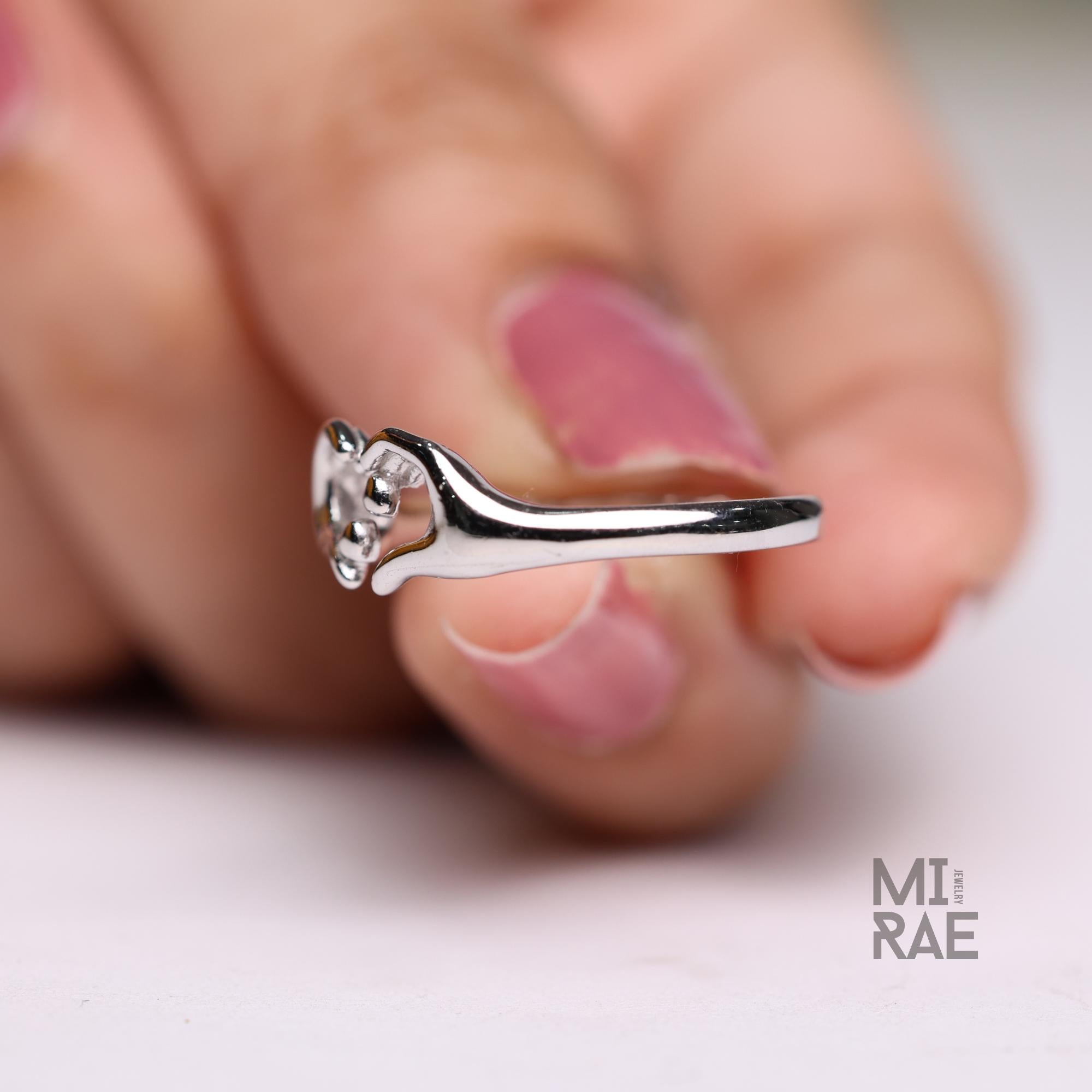 Silver Hands Heart Ring, Oxidized 925 Sterling Silver Heart Ring