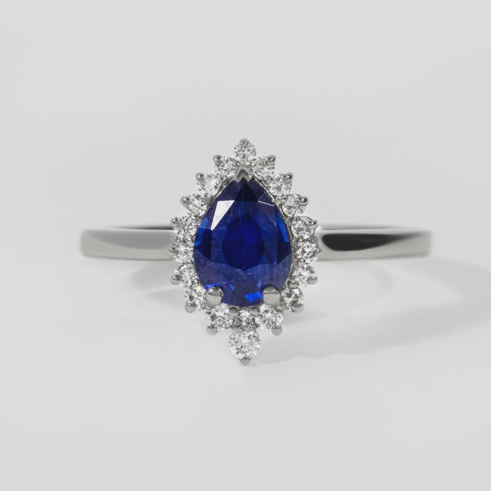 Exquisite Pear Cut Cluster Blue Sapphire 10K,14K Gold Engagement Ring For Her