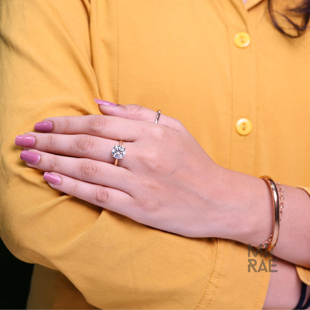 3 Carat Round Lab Diamond Solitaire Engagement Ring, 14k Gold, IGI Certified