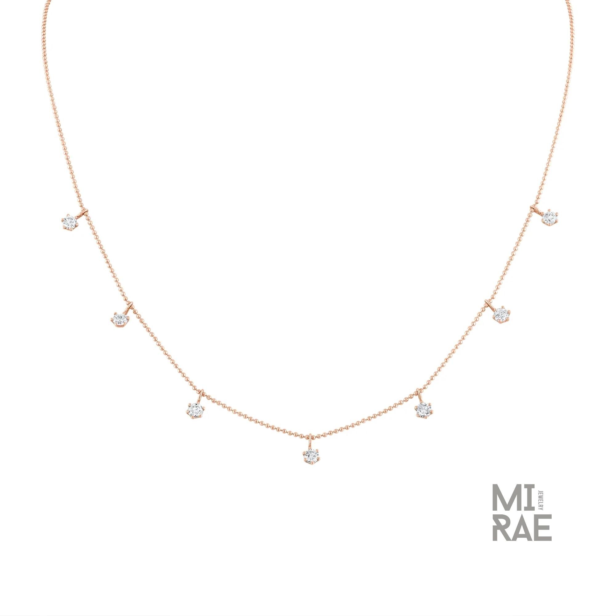 1 Carat Dainty Diamond Choker, Dangling Diamond Necklace, Diamond by the Yard