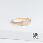 10K Gold Diamond Cat Signet Ring: Sapphire Odd-Eye, Minimalist Jewelry