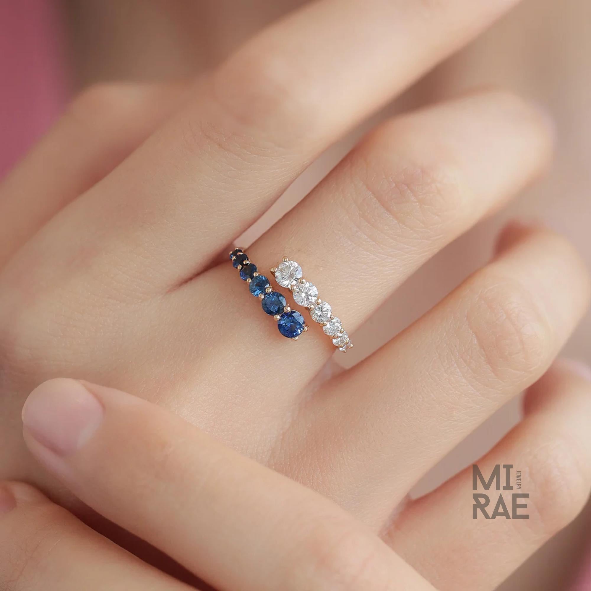 Yellow Gold Sapphire & Diamond Wrap Ring For Women