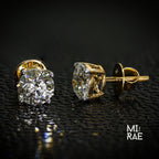2 Carat Lab Grown Diamond Stud Earrings: Two-Tone Gold, F/VS