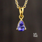 Tanzanite Teardrop Pendant: Violet Blue Gemstone, Gold or Silver