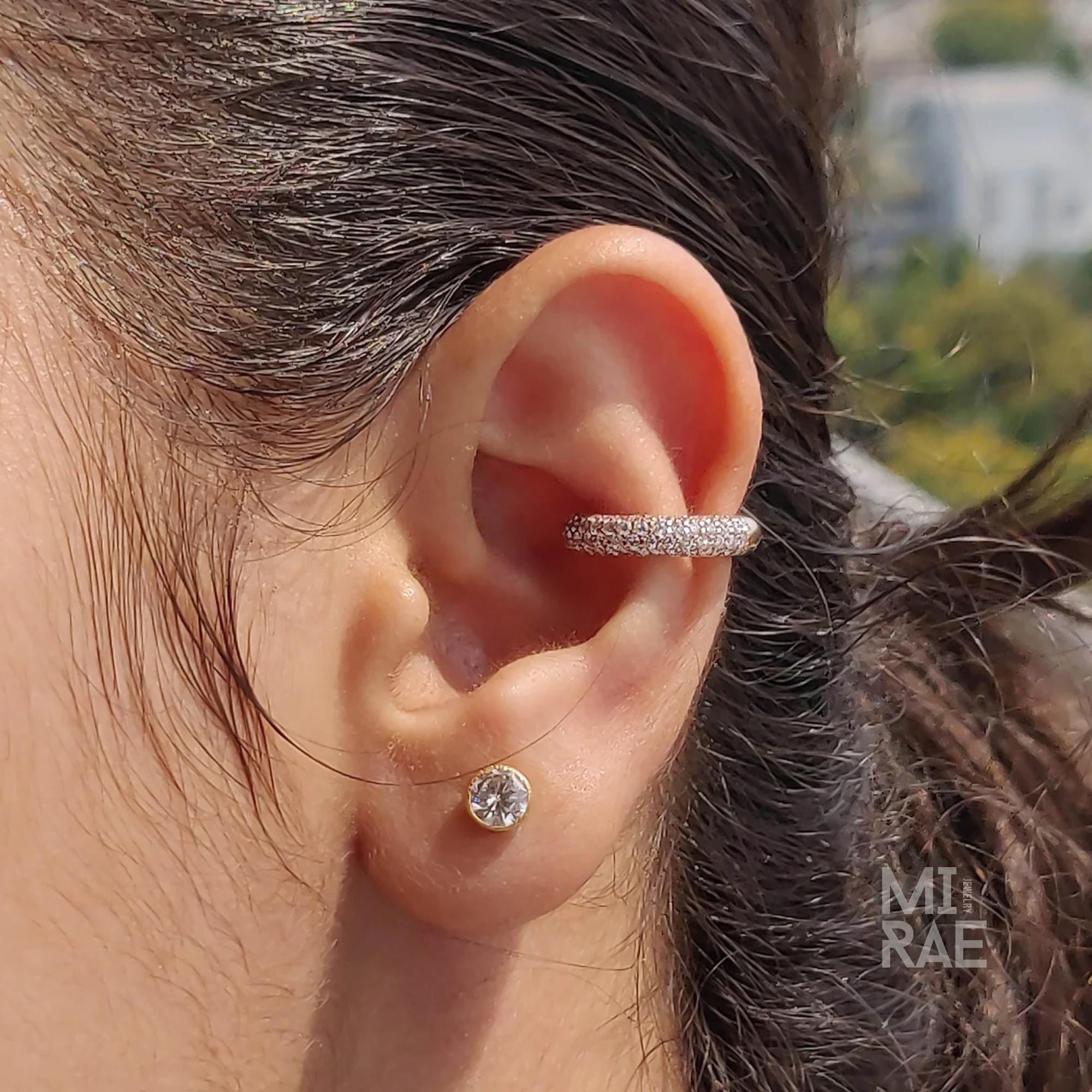 Nebula Diamond Earcuffs | 10K Rose Gold No Piercing Lab Grown Diamond Earcuffs | Custom Fit Luxury White Gold Ear Cuff