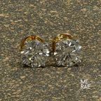 2 Carat Lab Grown Diamond Stud Earrings: Two-Tone Gold, F/VS