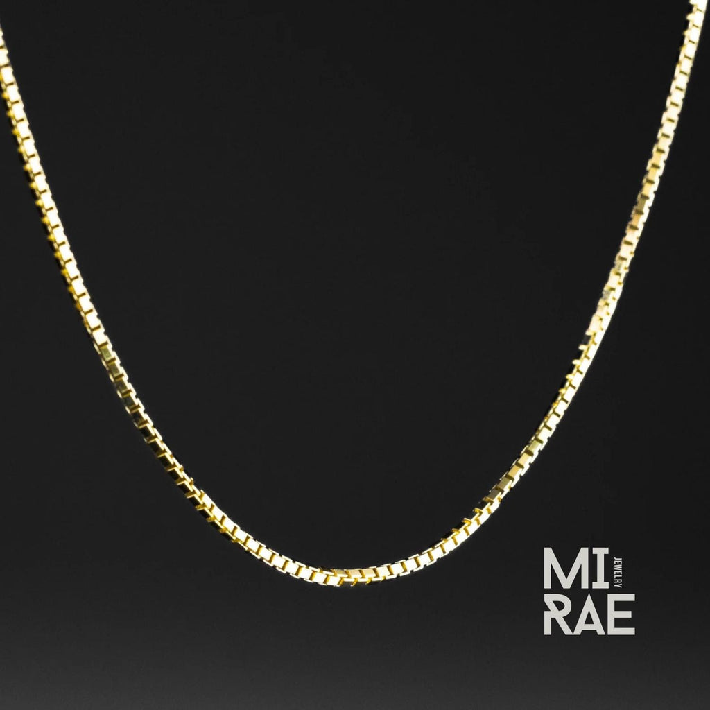 1mm Sterling Silver & 10K Gold Box Chain: Minimalist Layering Necklace
