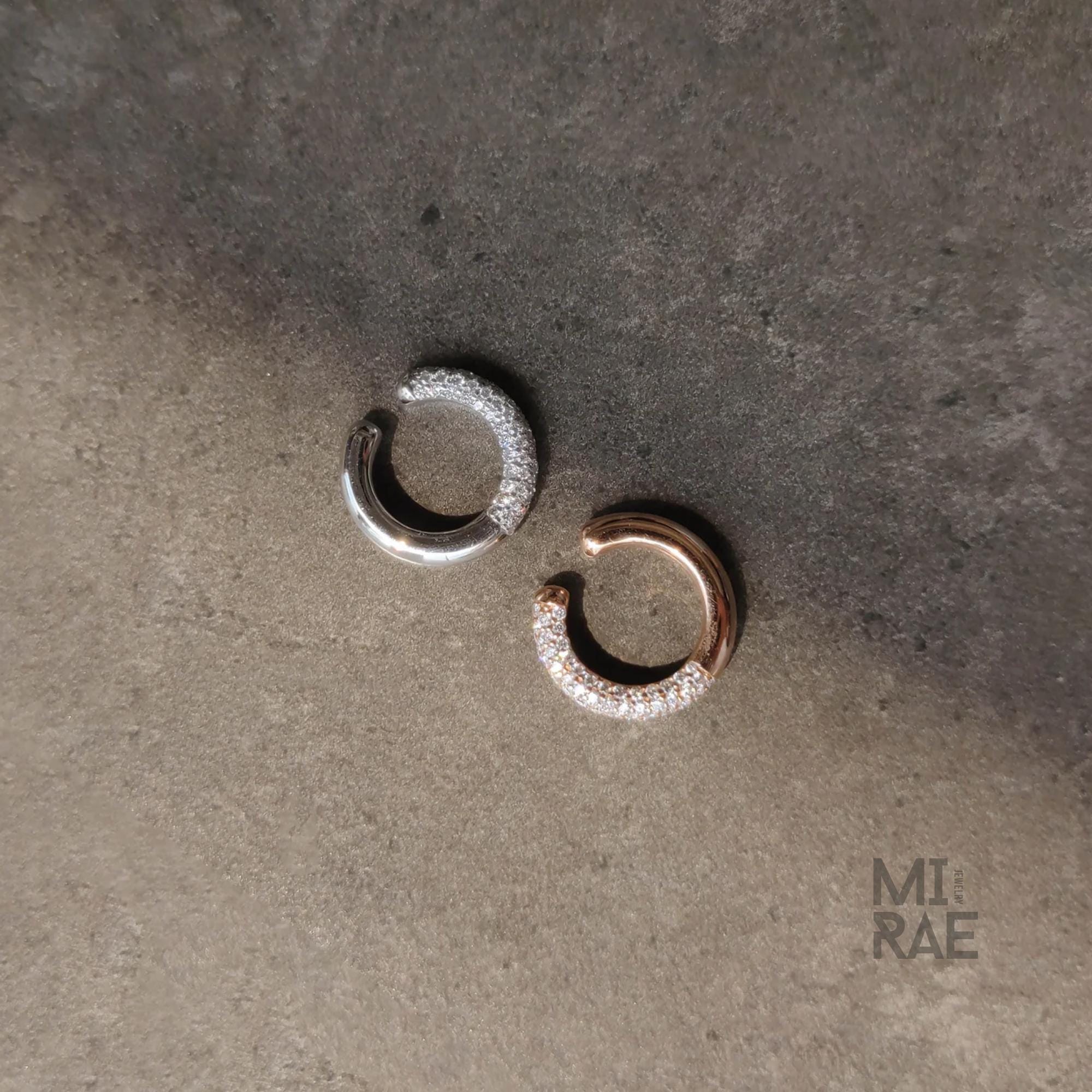 Nebula Diamond Earcuffs | 10K Rose Gold No Piercing Lab Grown Diamond Earcuffs | Custom Fit Luxury White Gold Ear Cuff