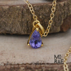 Tanzanite Teardrop Pendant: Violet Blue Gemstone, Gold or Silver