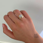 East West Oval Moissanite Engagement Ring: 18K Gold Freeform Band