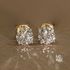 2 Carat Lab Grown Diamond Stud Earrings: Two-Tone Gold, F/VS