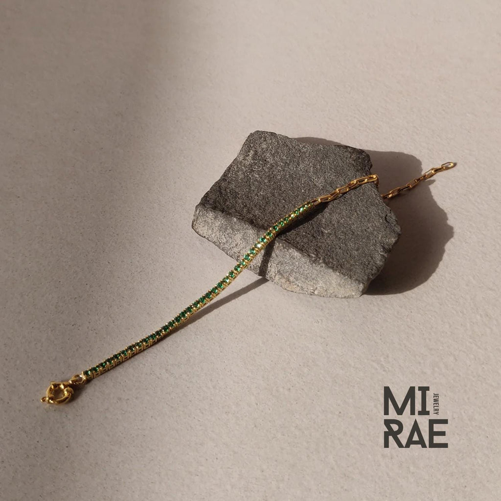 Half Tennis & Half Paperclip Chain Bracelet, Dainty Gold Minimalist Jewelry, Luxury Gift for Her, Stacking Adjustable Birthstone Link Chain