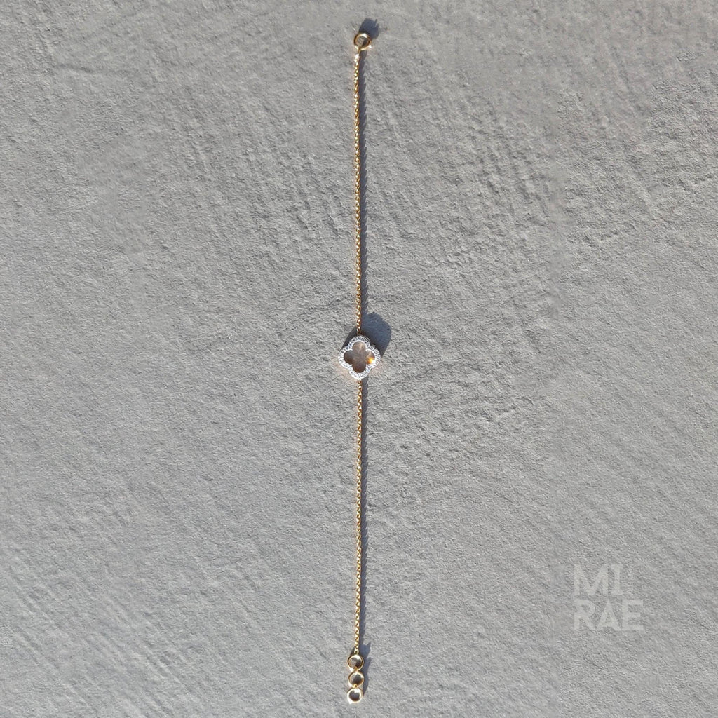 14k Gold Diamond Clover Bracelet (0.20ct) - Minimalist Fine Jewelry