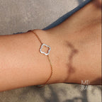 14k Gold Diamond Clover Bracelet (0.20ct) - Minimalist Fine Jewelry