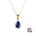 10K Gold Pear Cut Birthstone Pendant: Sapphire, Ruby, Emerald