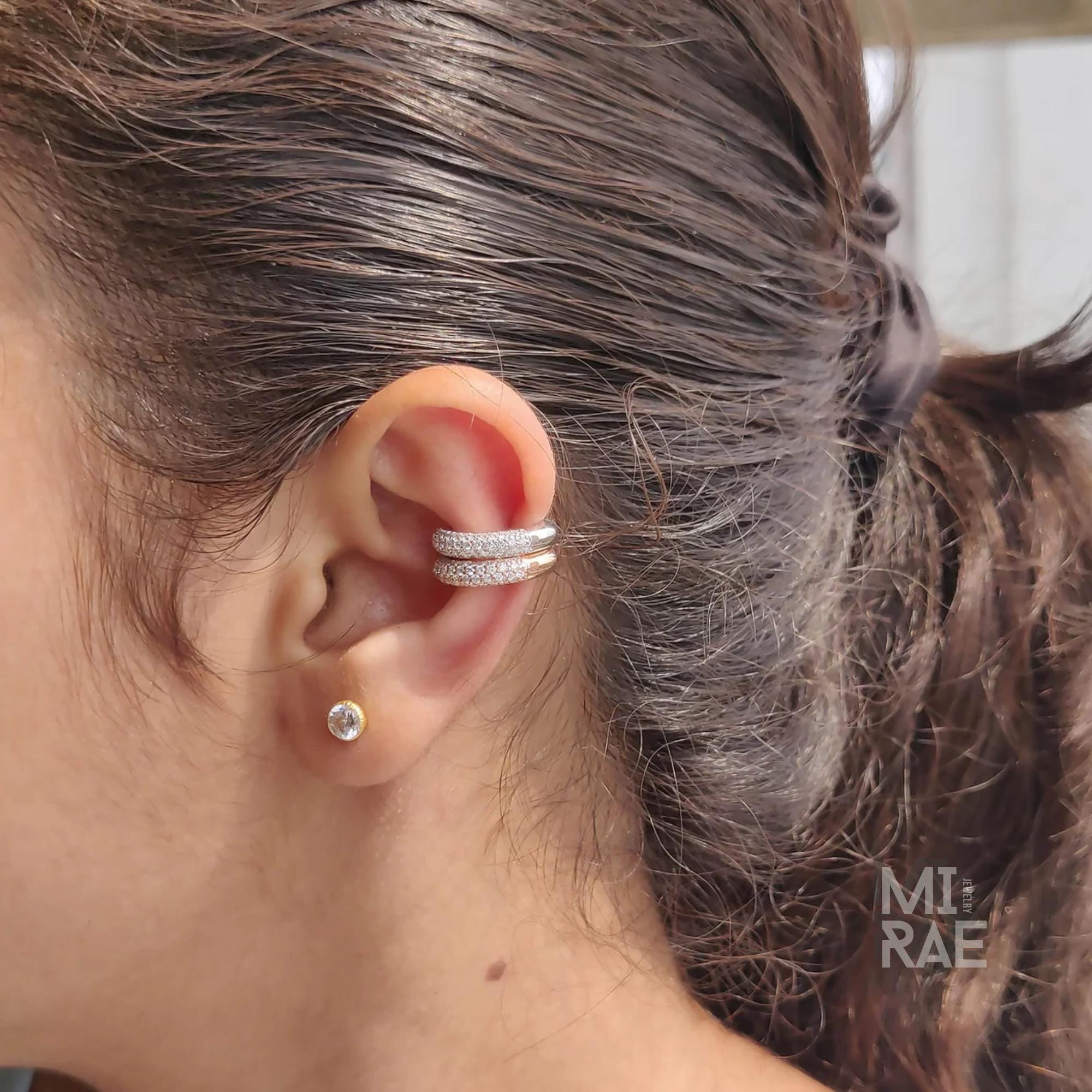 Nebula Diamond Earcuffs | 10K Rose Gold No Piercing Lab Grown Diamond Earcuffs | Custom Fit Luxury White Gold Ear Cuff