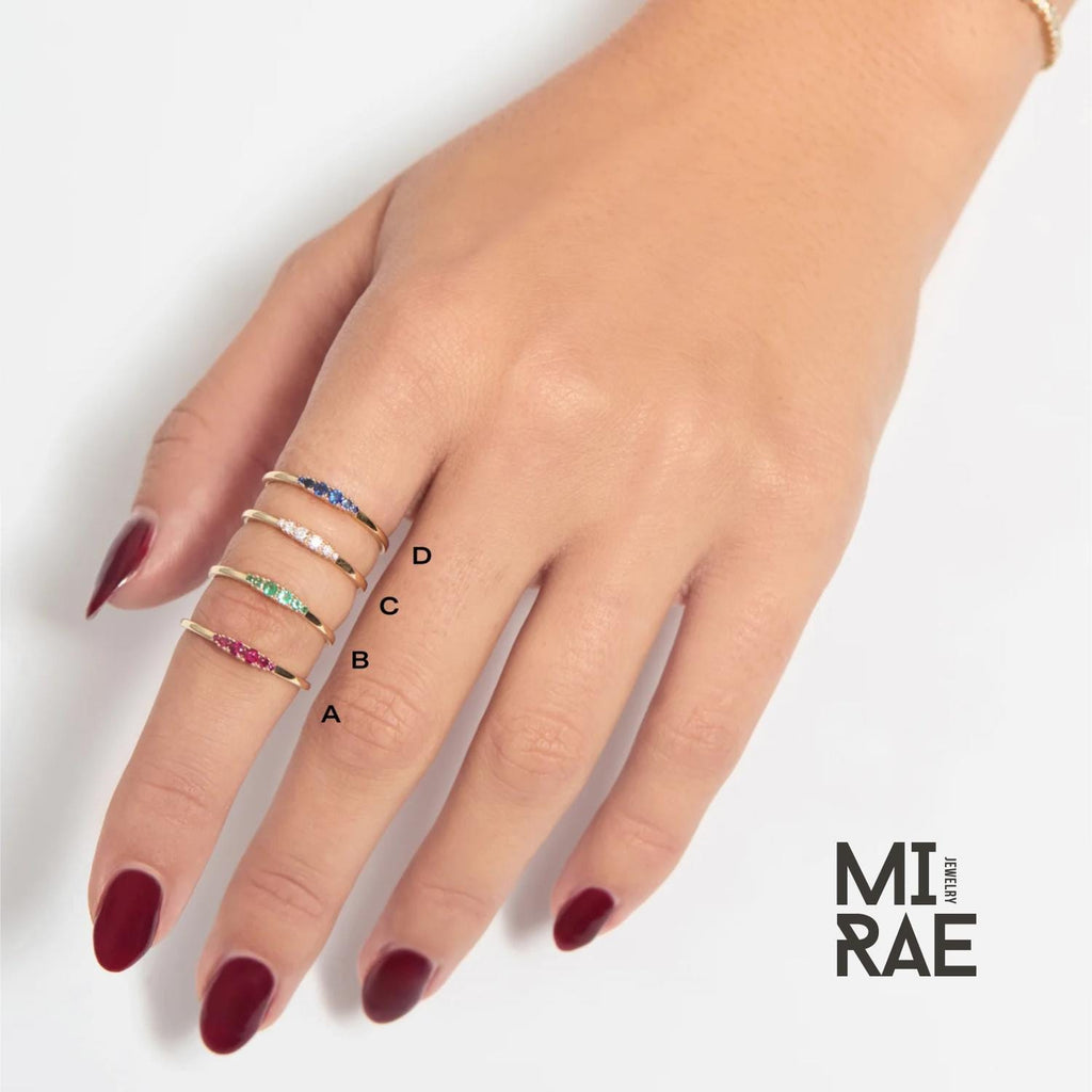 Gold Gemstone Birthstone Ring: Emerald, Ruby, Sapphire, Diamond