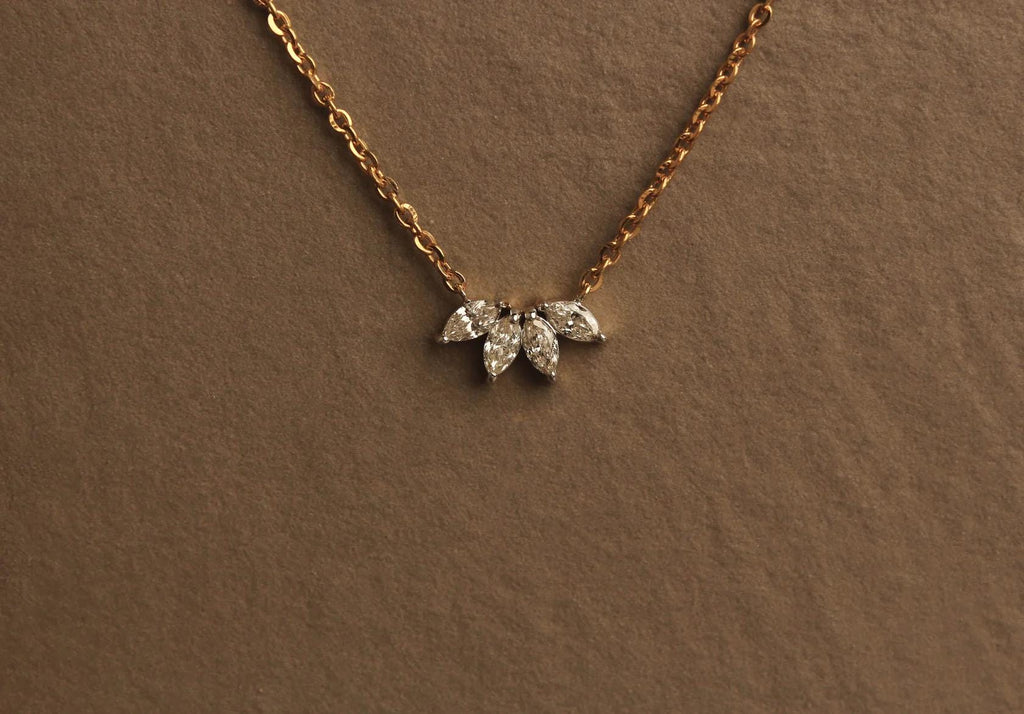 Moissanite Leaf Necklace: 10K Gold or Sterling Silver Dainty Jewelry