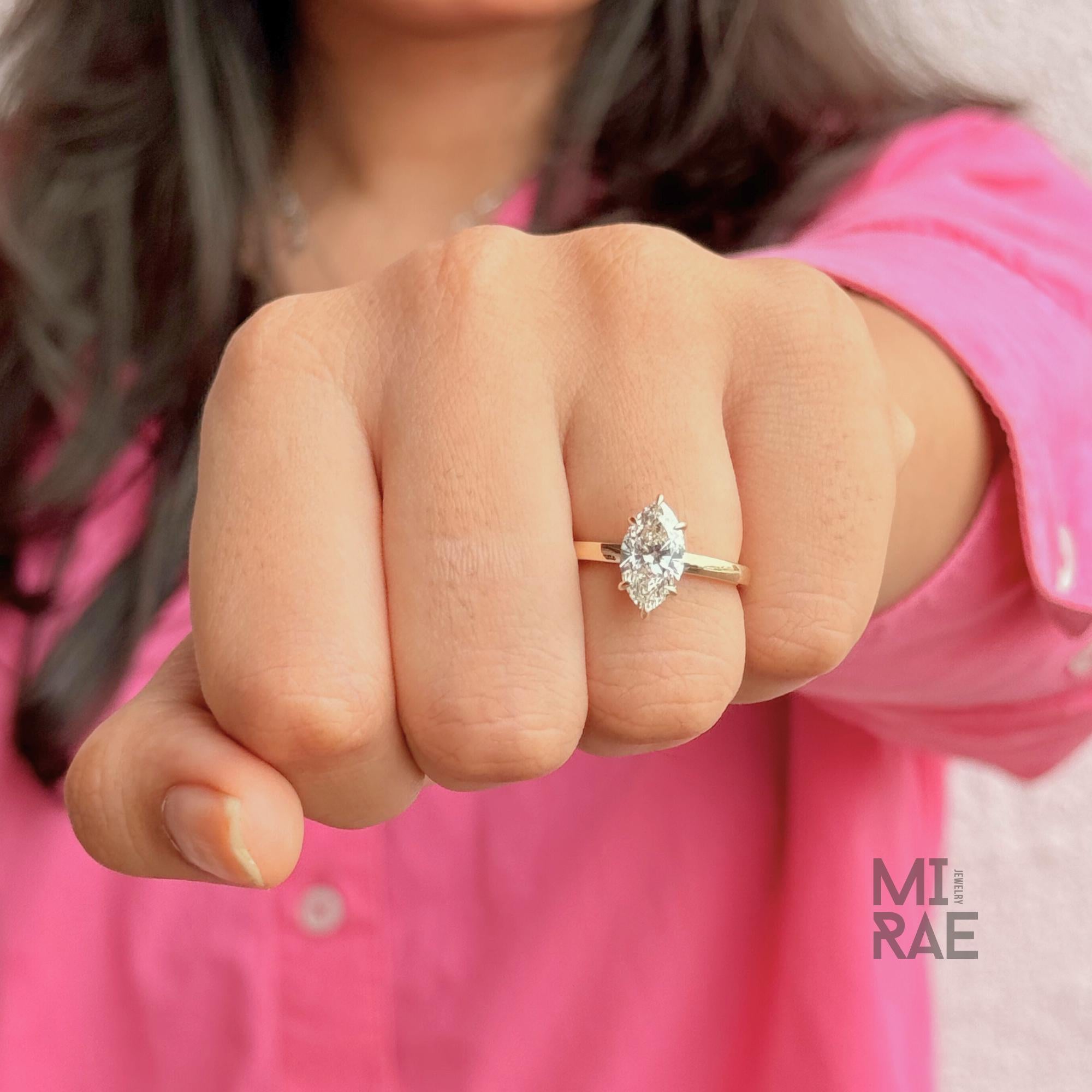 Marquise Cut Lab Grown Diamond Solitaire Engagement Ring