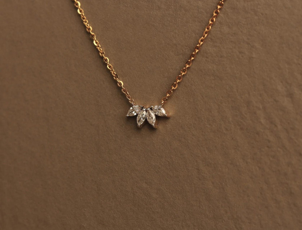 Moissanite Leaf Necklace: 10K Gold or Sterling Silver Dainty Jewelry