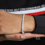 Dainty 14k Gold Tennis Bracelet: 3mm VVS Lab Diamond, Sterling Silver Chain