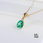 10K Gold Pear Cut Birthstone Pendant: Sapphire, Ruby, Emerald