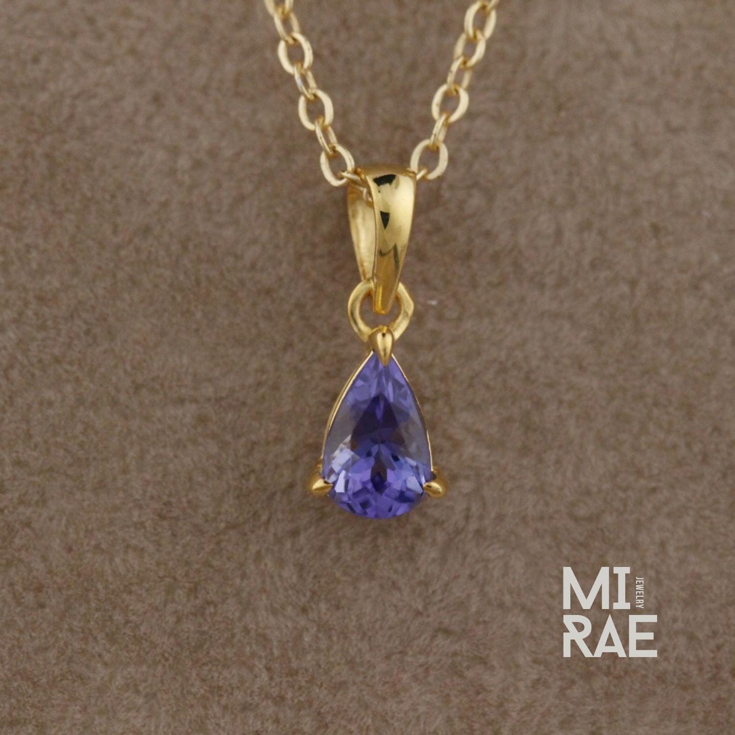 Tanzanite Teardrop Pendant: Violet Blue Gemstone, Gold or Silver