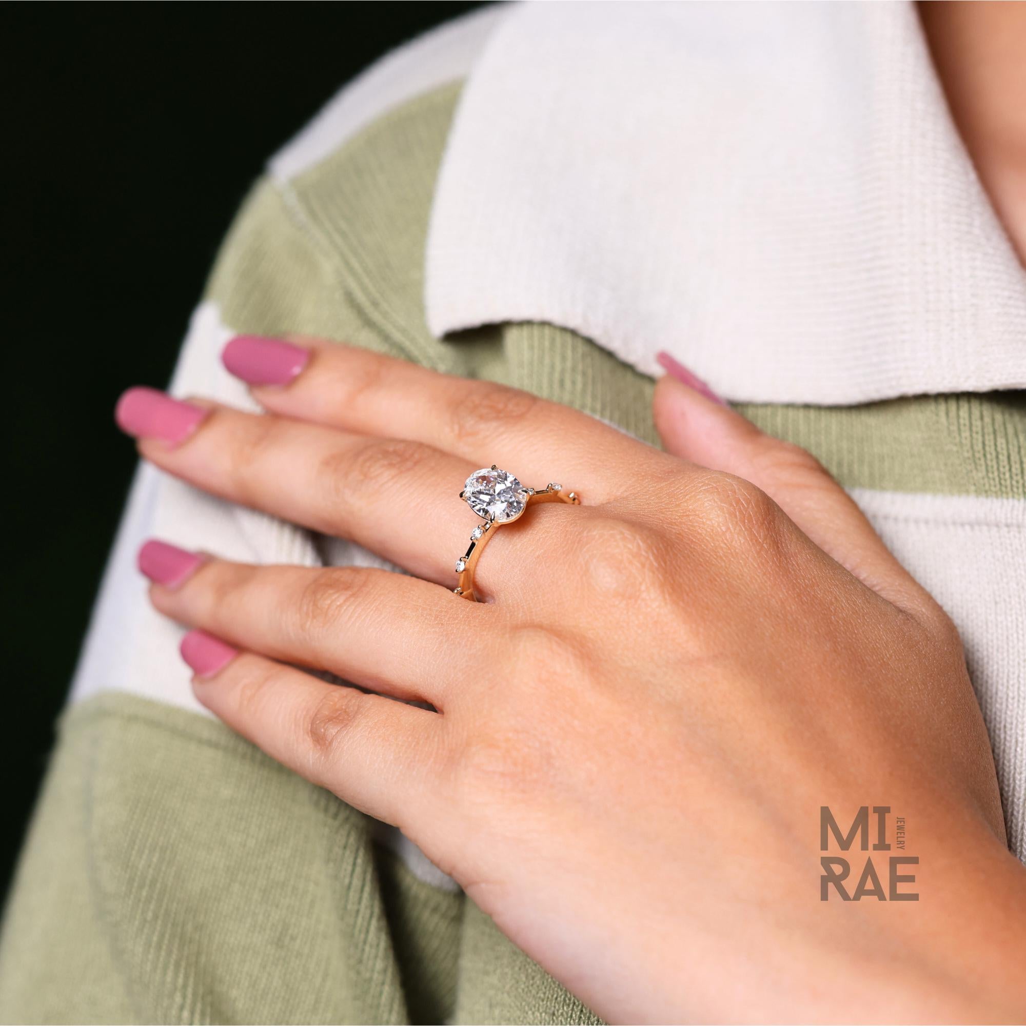 2 Carat Oval Lab Grown E VS1 Diamond Ring