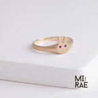 10K Gold Bunny Signet Ring: Diamond or Ruby Accent, Dainty Animal Jewelry
