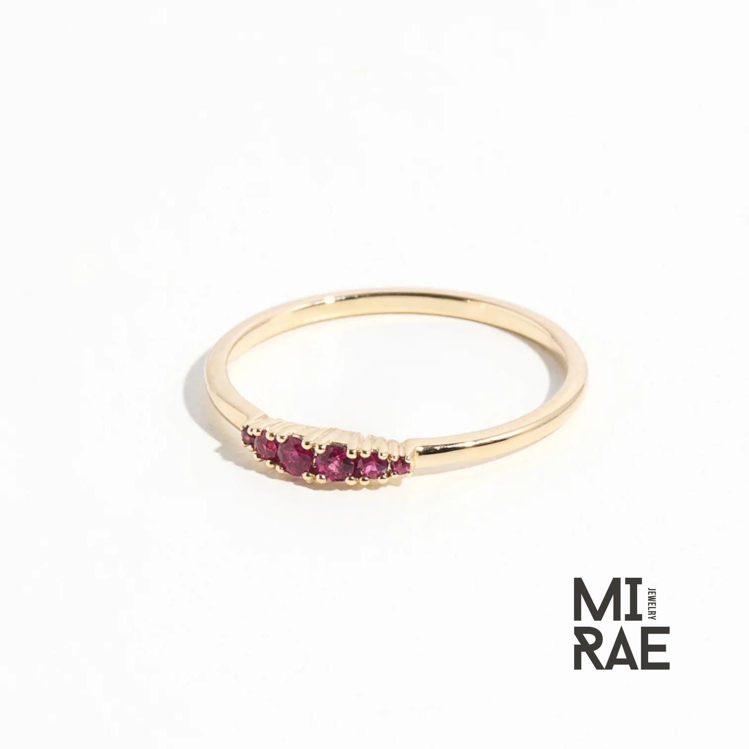 Gold Gemstone Birthstone Ring: Emerald, Ruby, Sapphire, Diamond