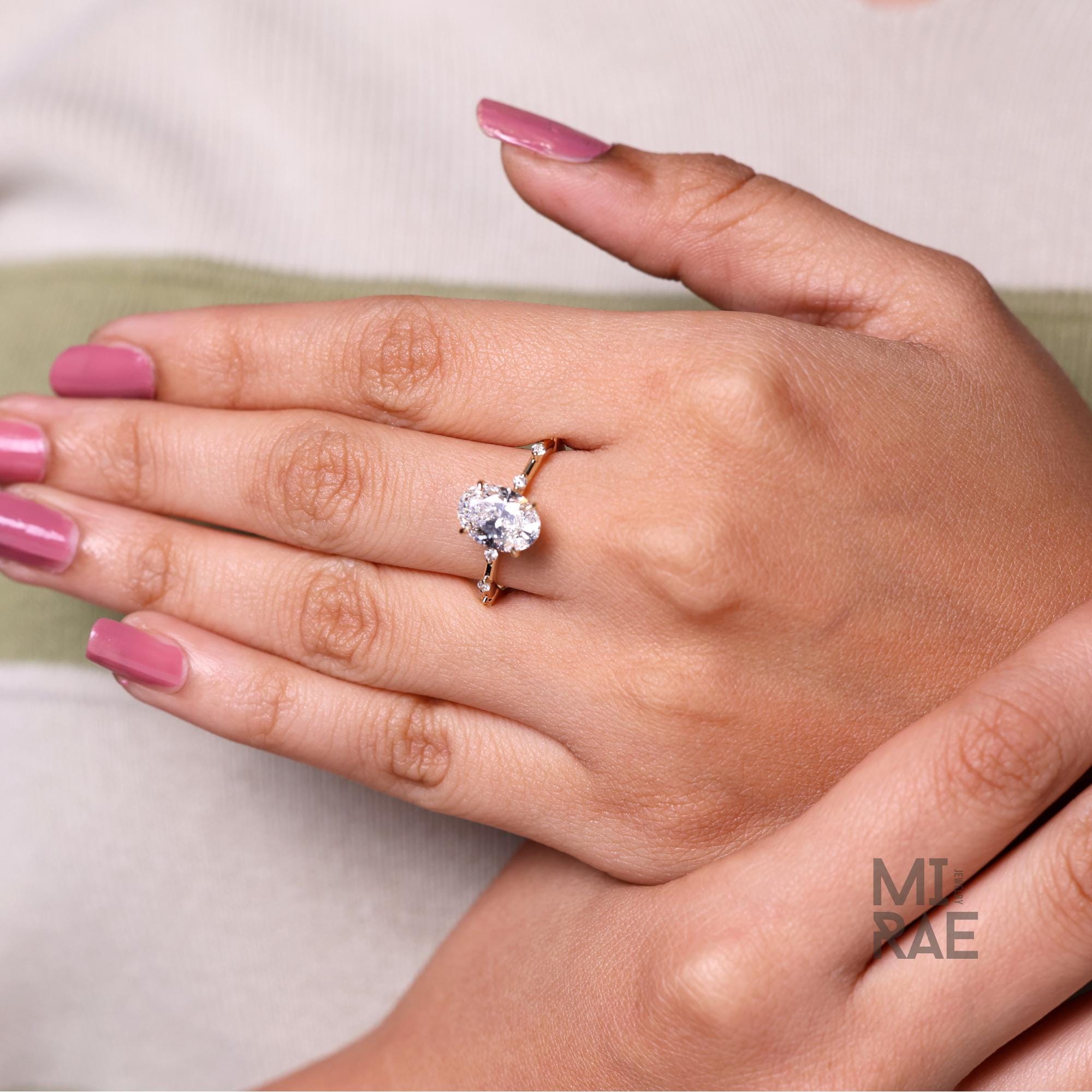 2 Carat Oval Lab Grown E VS1 Diamond Ring