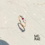 Moonstone Ruby Diamond 14K Gold Ring: Three Stone Wedding Band