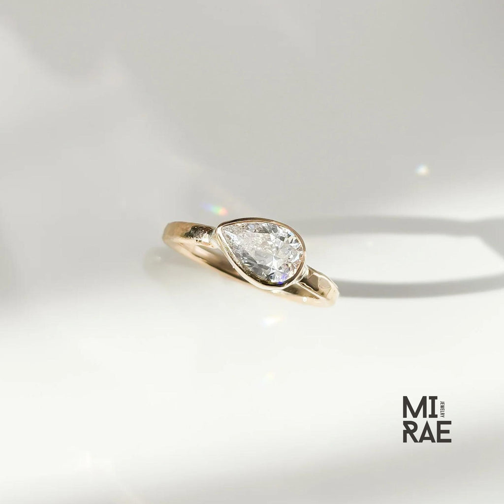 1 Carat Lab Grown Diamond Bezel Ring: 14K Gold Solitaire Engagement