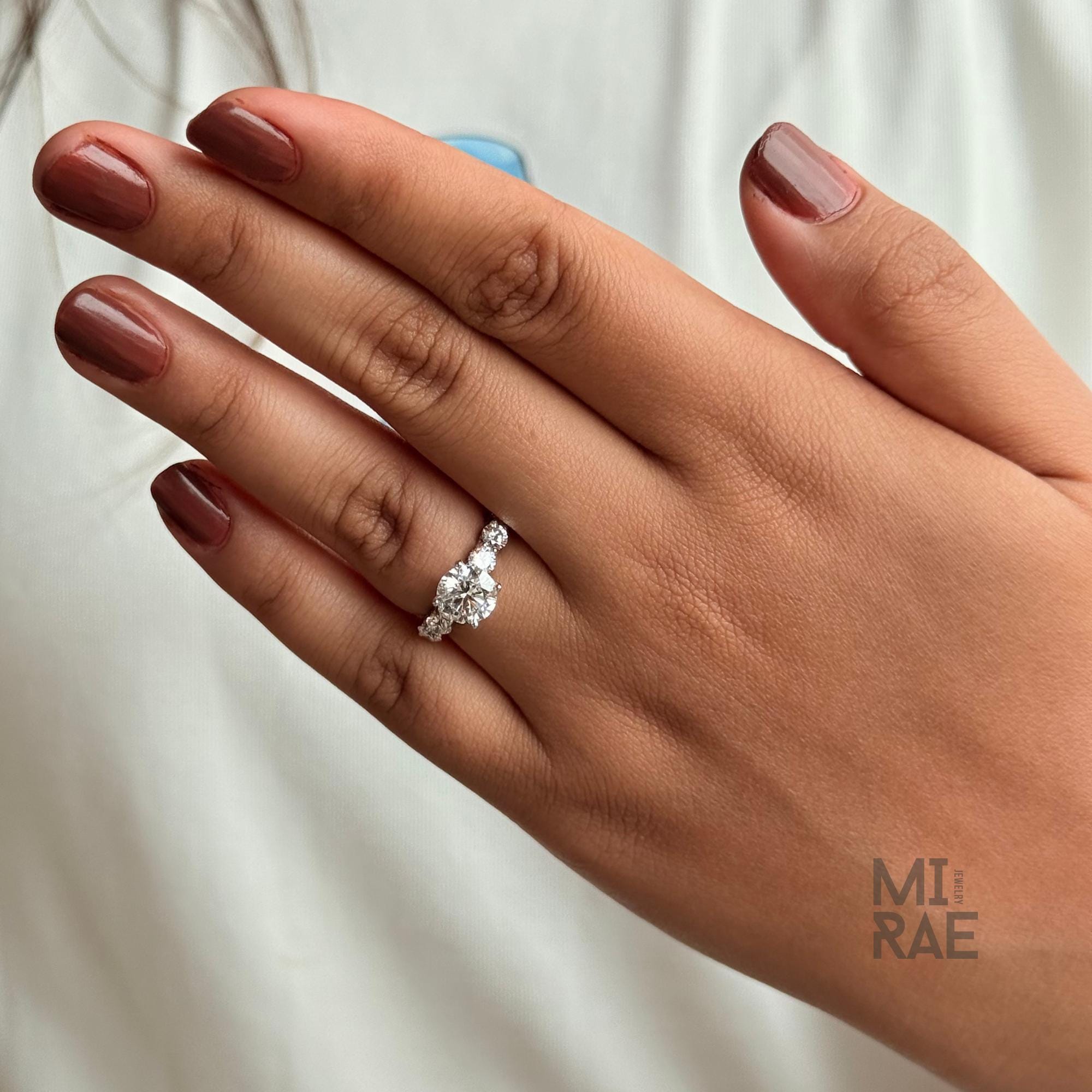 2.21 CTW Lab Grown Diamond Engagement Ring: 14K White Gold Halo Eternity Band