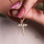 Lab Grown Diamond Cross Pendant: 14k Gold Religious Necklace