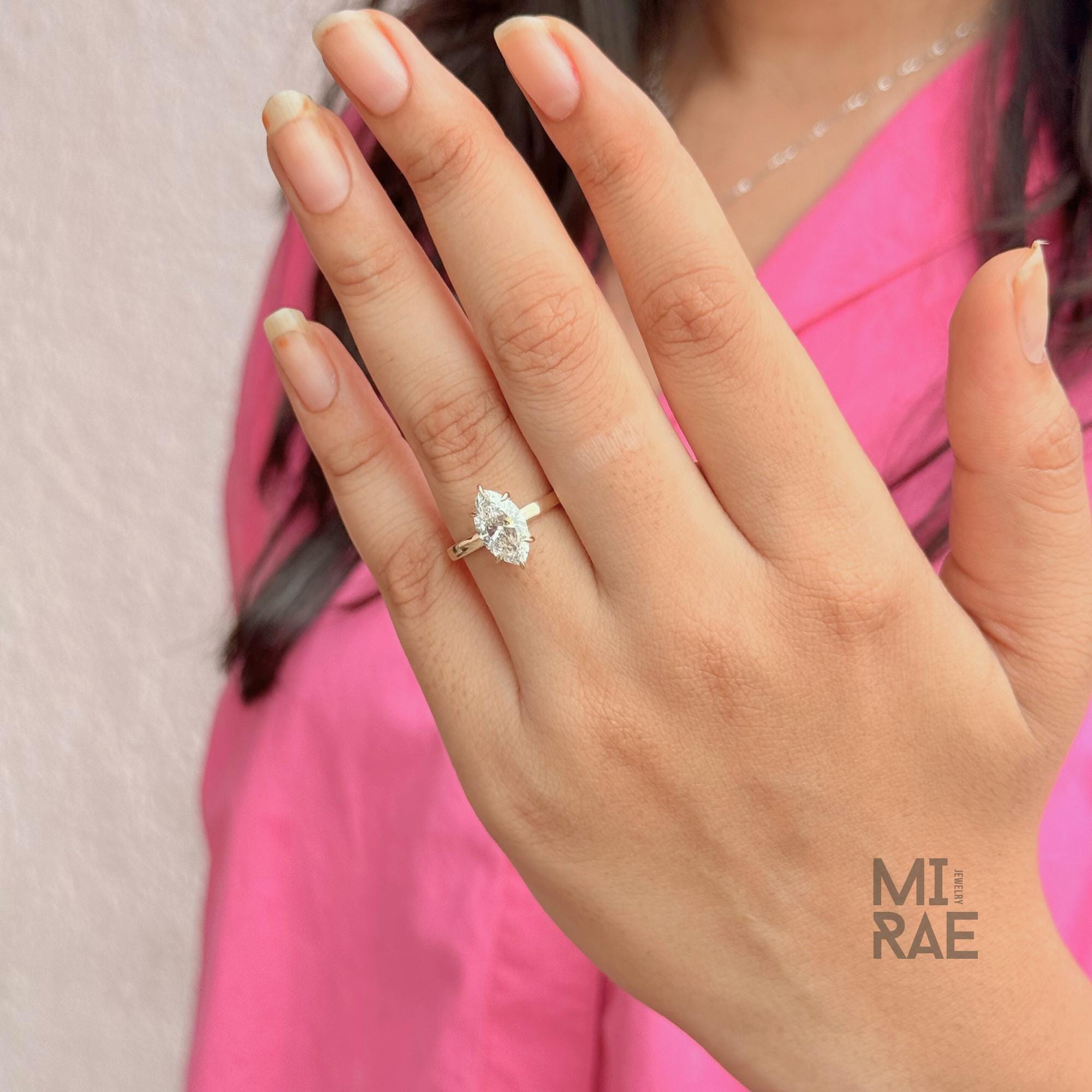 Marquise Cut Lab Grown Diamond Solitaire Engagement Ring