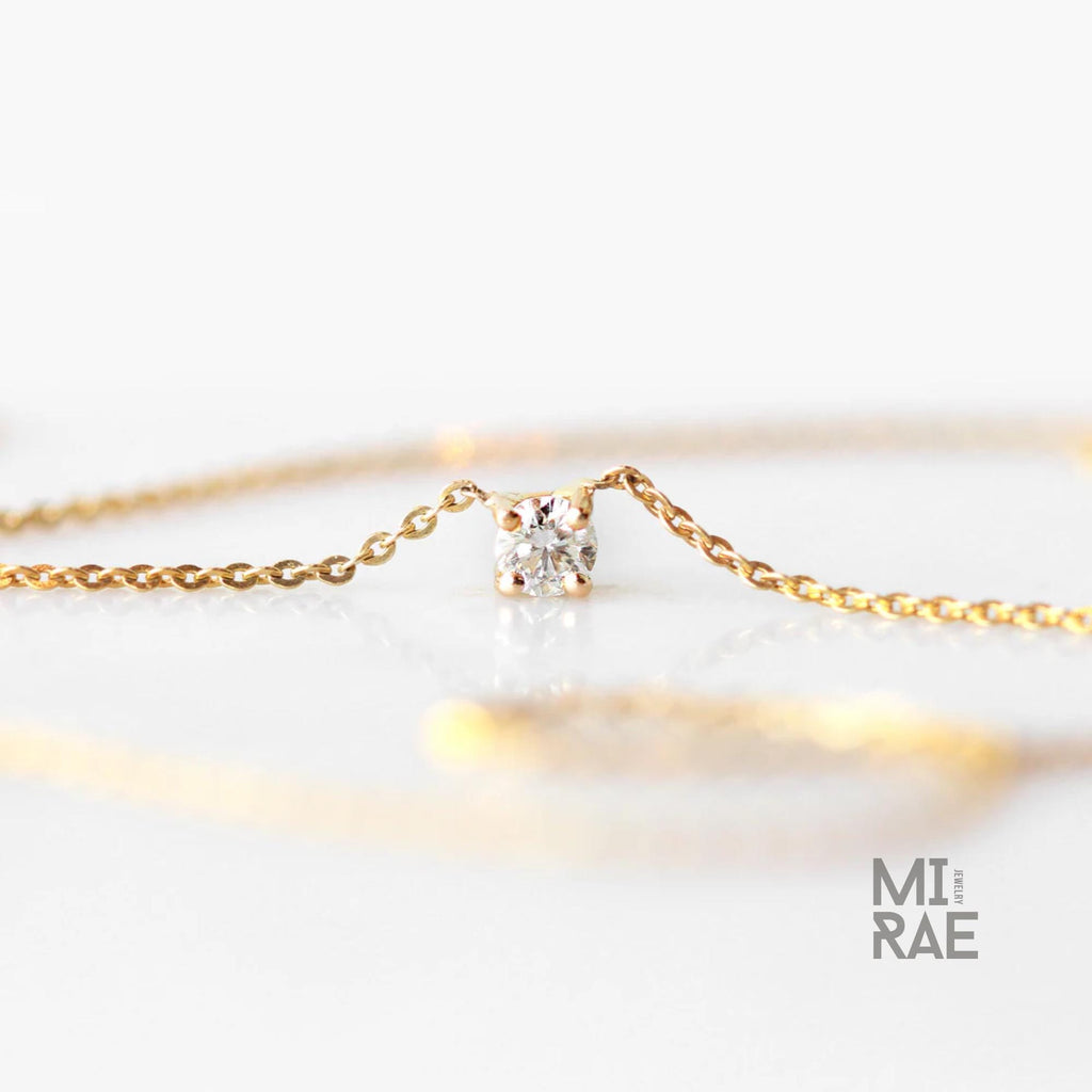 Dainty Round Brilliant Cut Lab Grown Diamond Pendant Chain